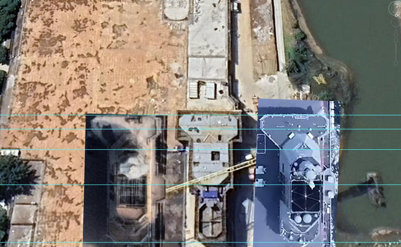 等比例对比一下航母大楼与福建舰舰岛，可以发现新舰岛宽度也会略窄。后面那个疑似烟囱