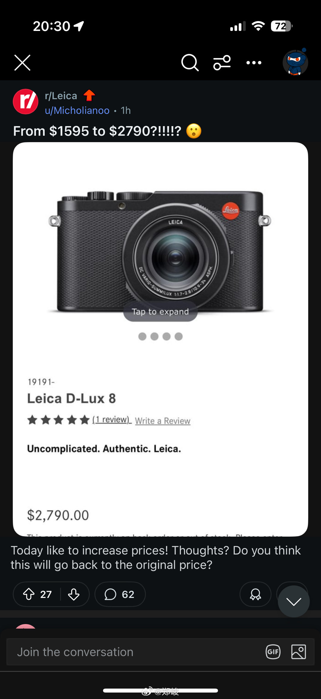 Dlux8要卖2790美元，真是疯了。评论区也是很有意思，都在嘲讽美国人。“你