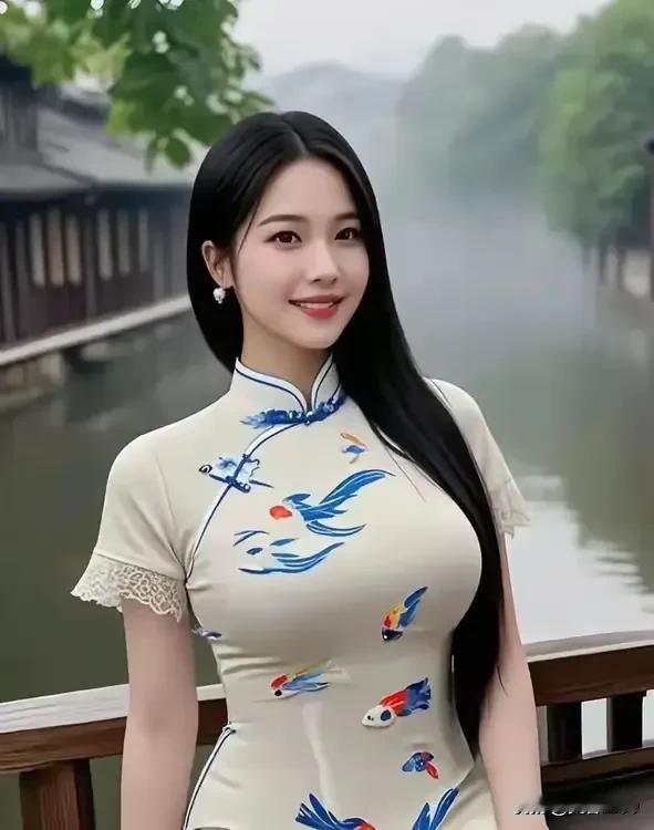 水墨江南女，笑语画桥边。似沉鱼落雁，似闭月羞花。韵江南水乡风光