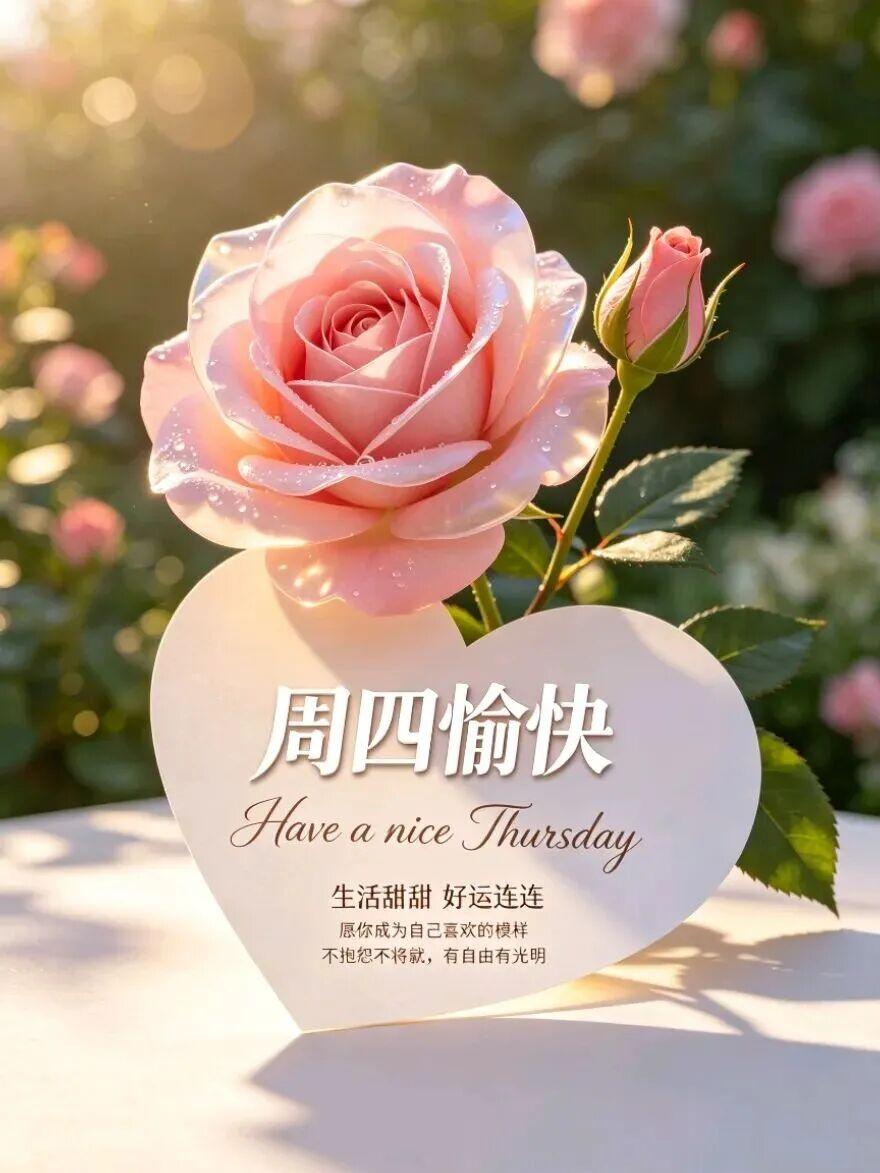 早安！春风送喜，花开吉祥。愿你鸿运大开，福气满满。以花开为序，赴美好之约；以顺遂