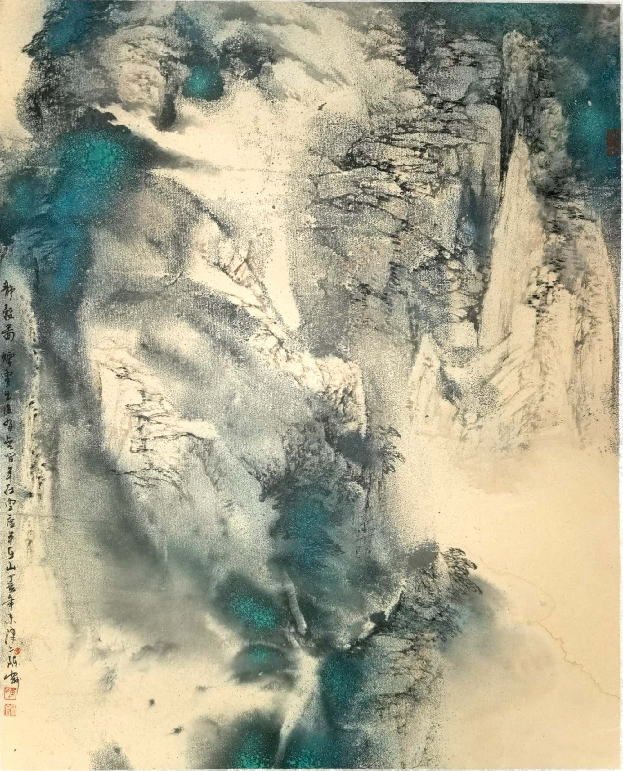 《虚实之间的天地》山的实，云的虚，在这幅画里达成和解。浓墨勾出的峰脊是“实”，淡