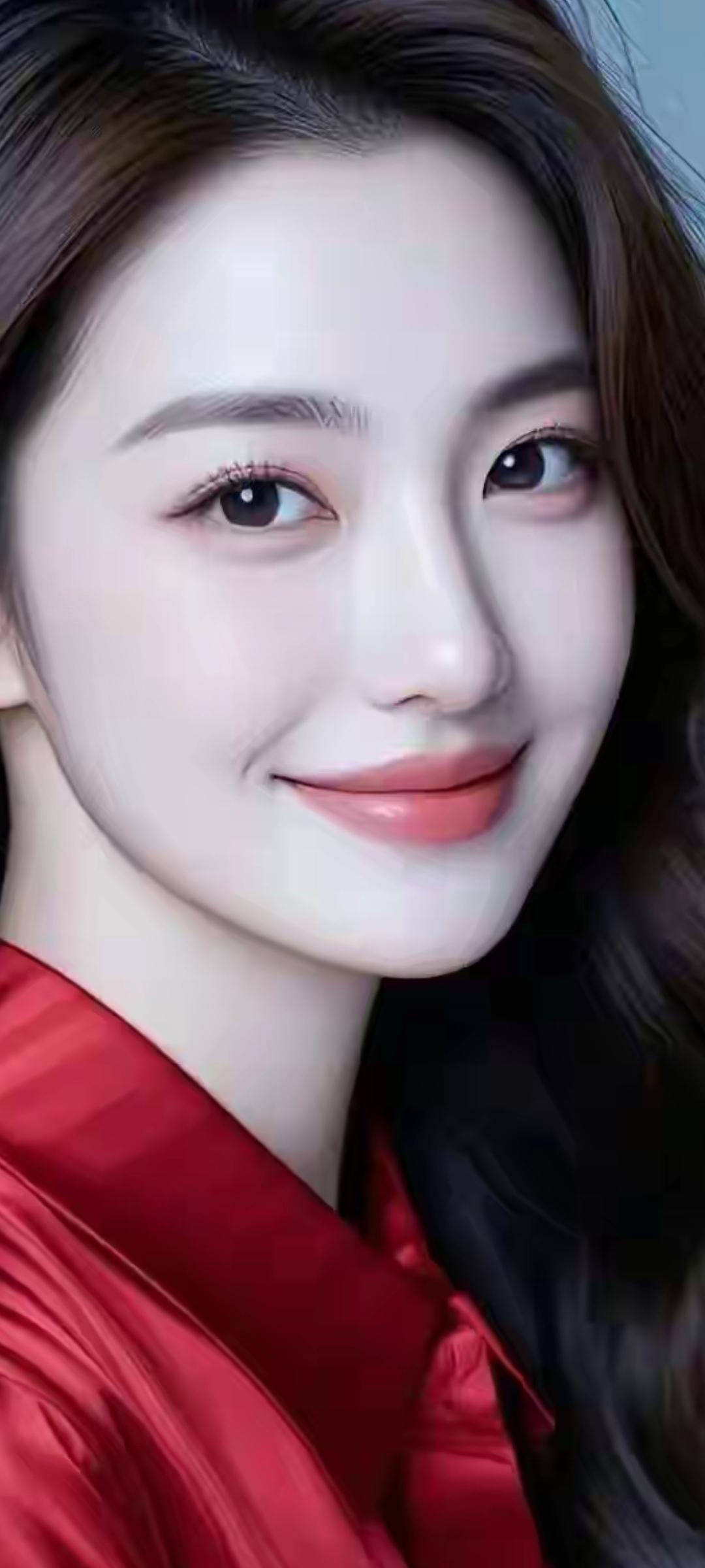 甜美微笑，红衣少女，温柔动人