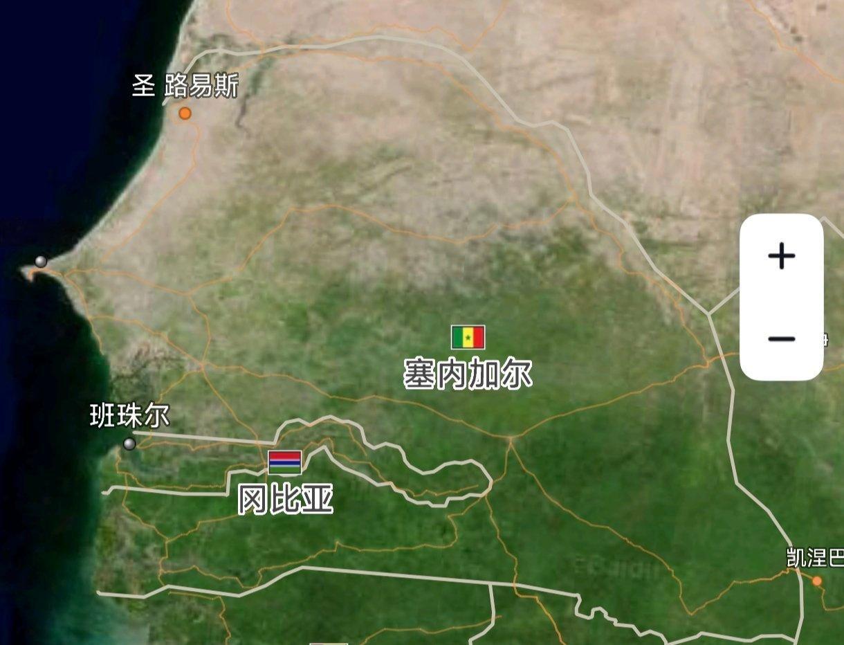 塞内加尔非洲杯冠军被剥夺¹塞内加尔的地图有意思。它完全包裹了另一个国家。²冈