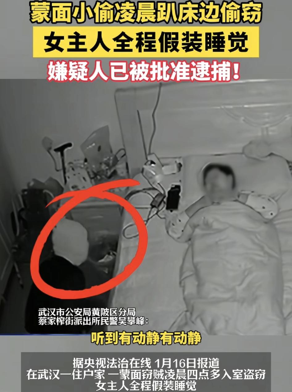 武汉一位网友称凌晨一名蒙面的窃贼进入家中盗窃。将你人在床上睡觉，已经发现了，但是
