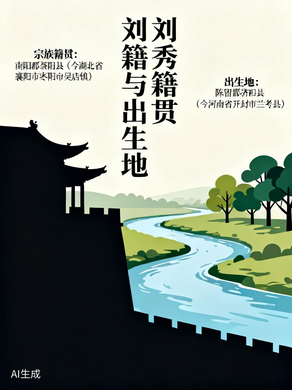 刘秀的籍贯与出生地宗族籍贯：南阳郡蔡阳县（今湖北省襄阳市枣阳市吴店镇）刘秀祖