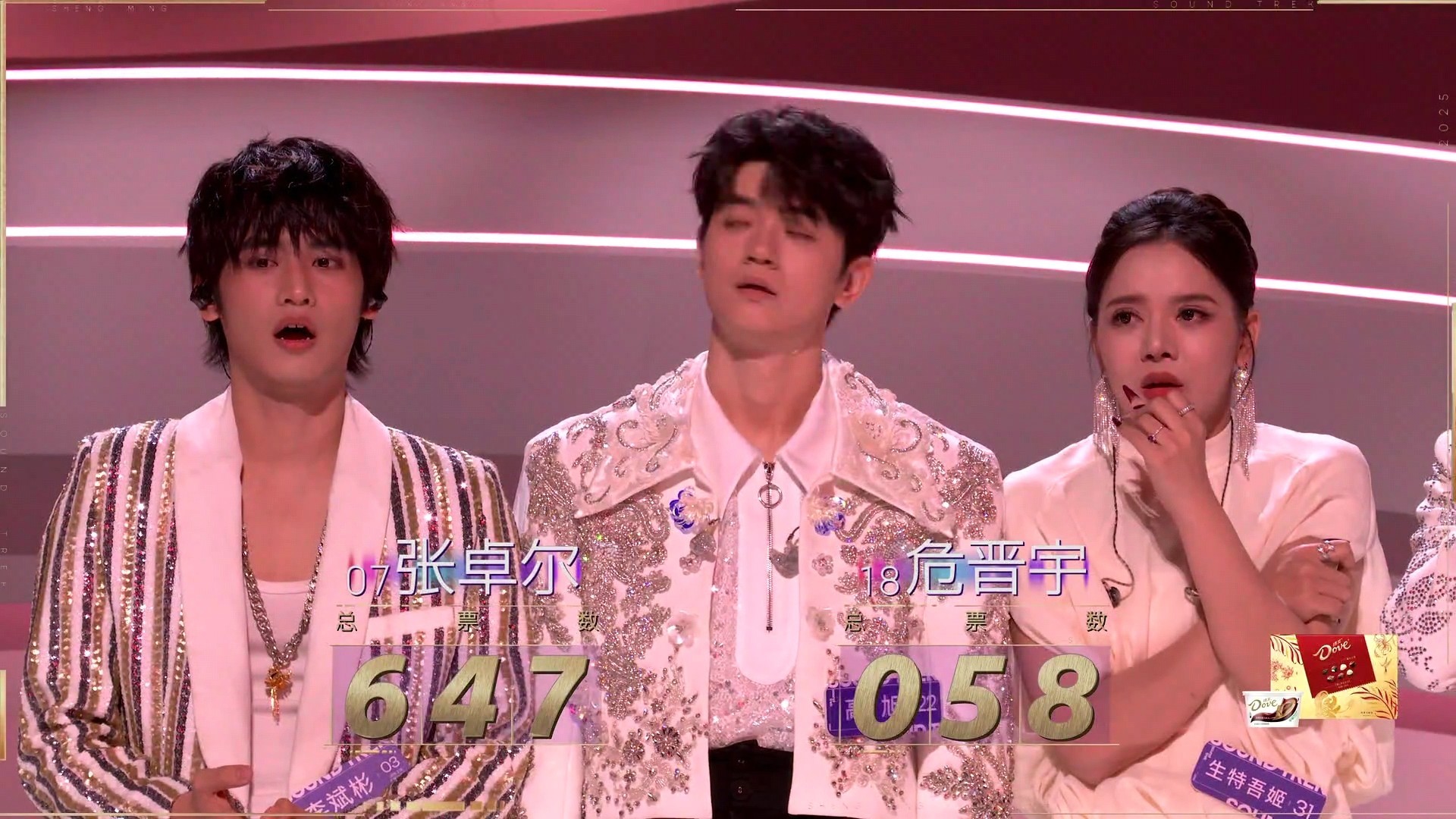 好抓马的一幕。声鸣远扬总决赛冠军之战，当何炅公布张卓尔最后大众+媒体+助阵+评委