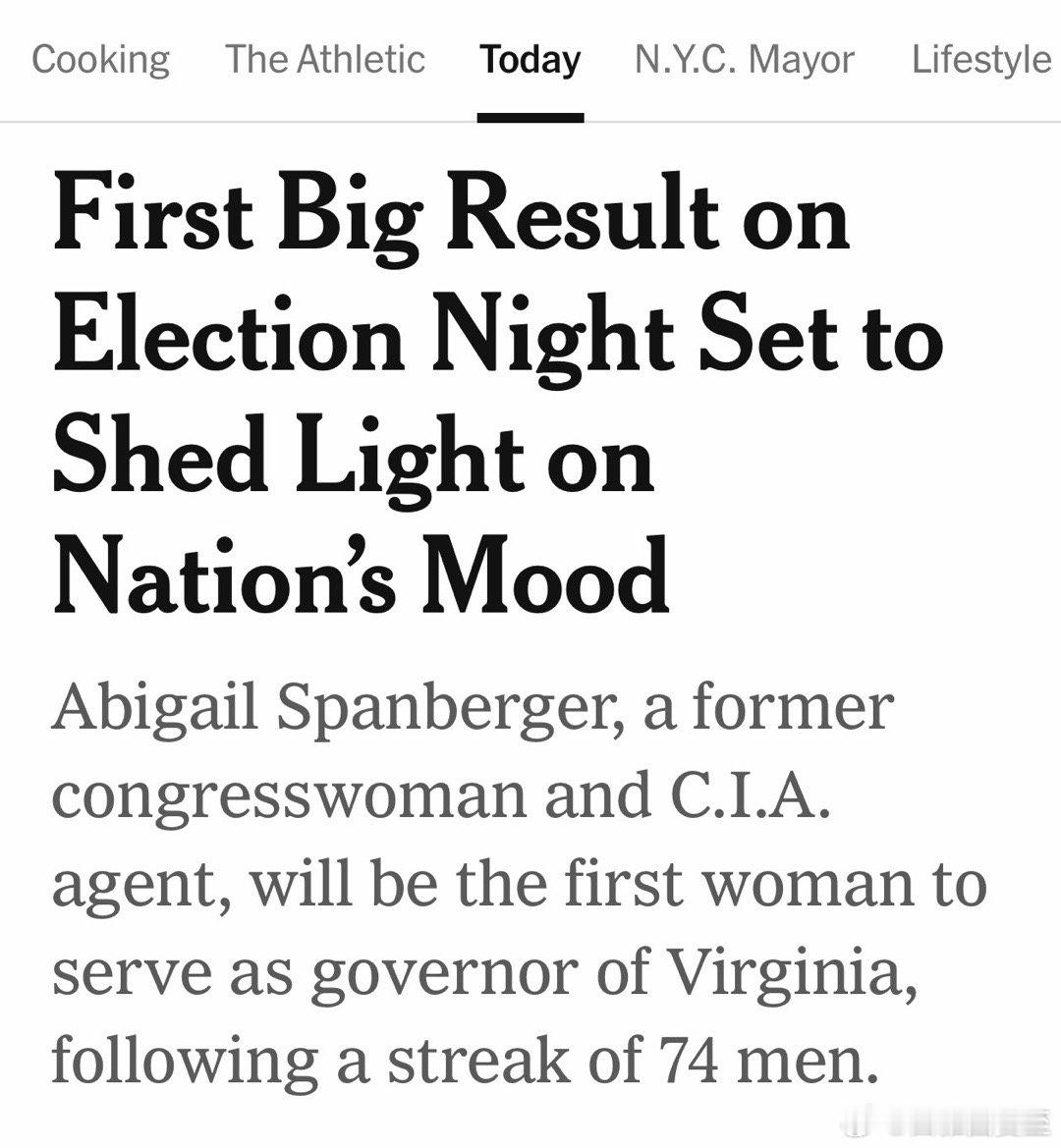 Virginia州长，已可以确定民主党候选人获胜第一批结果，都是民主党成功翻蓝共