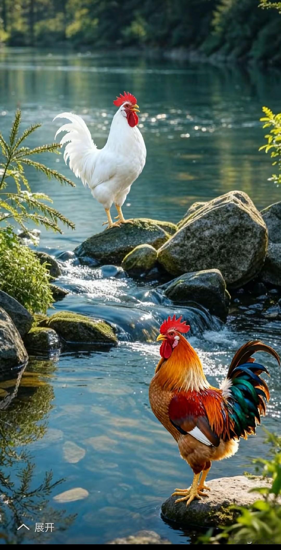 溪水潺潺旭日升，雄鸡报晓山谷鸣。鱼儿受惊潜水底，蜂飞蝶舞春景明。