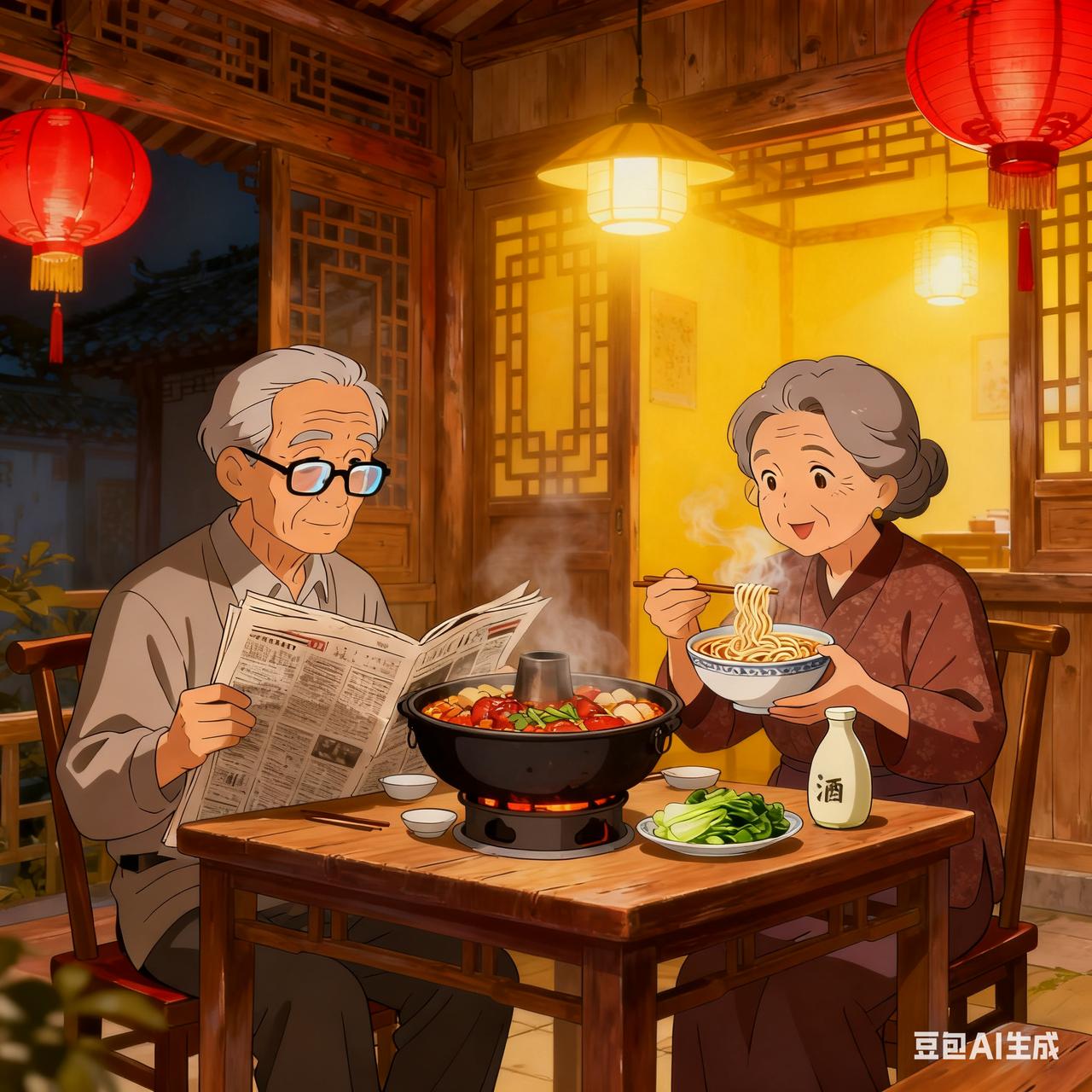 晚上，老公问公婆想吃什么菜？公婆商量一下后说吃五花肉炖粉条，里面再放一点大白菜。