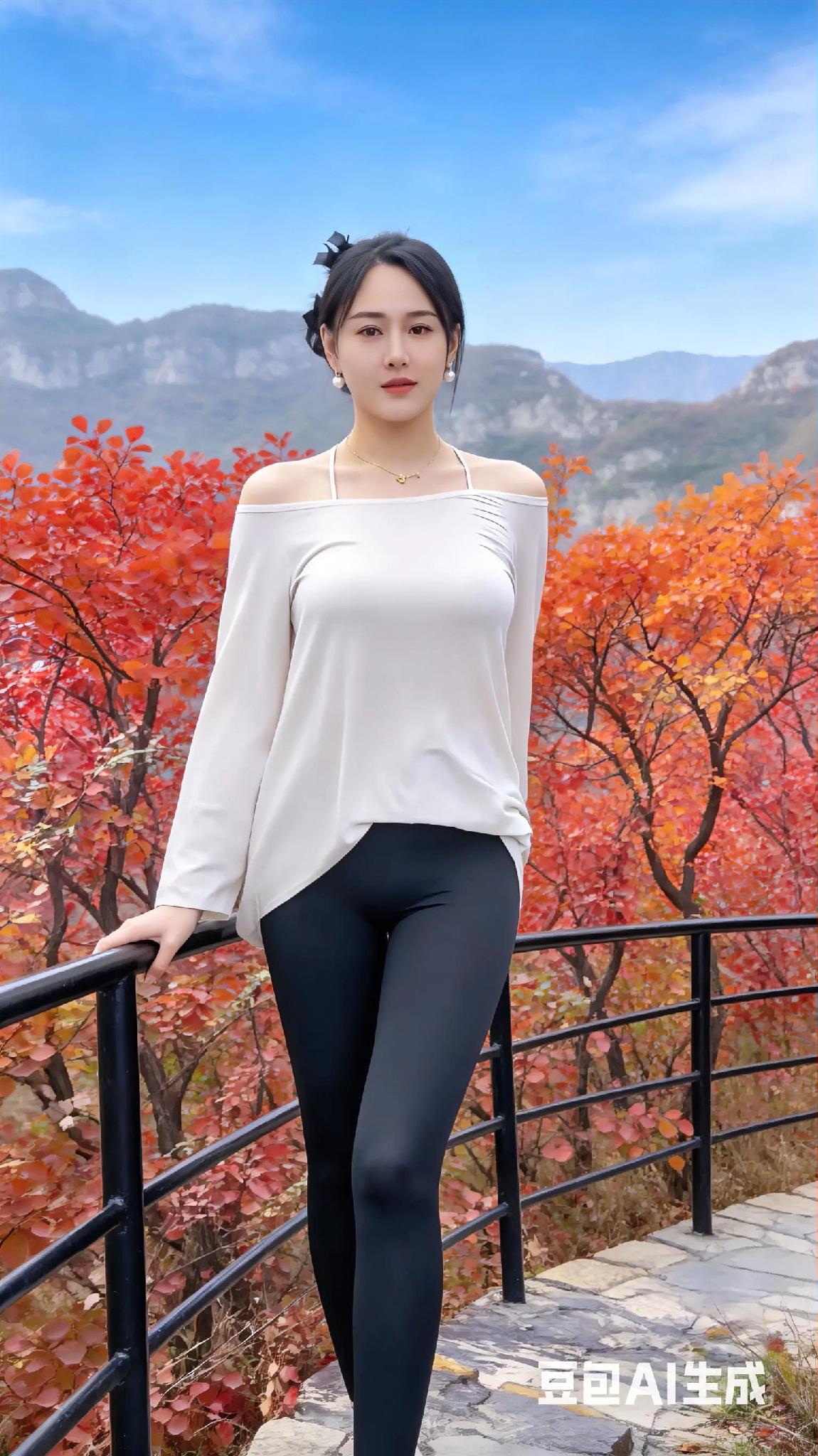 秋日红叶下的优雅穿搭，尽显自然之美自然系拍照穿搭自然优雅穿搭户外美景穿