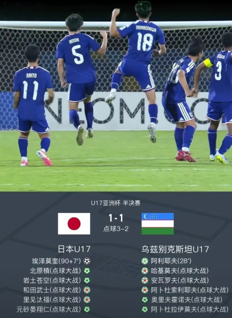 离了个大谱，这是我看到的迄今为止最夸张的点球大战。乌兹U17男足与日本U17男