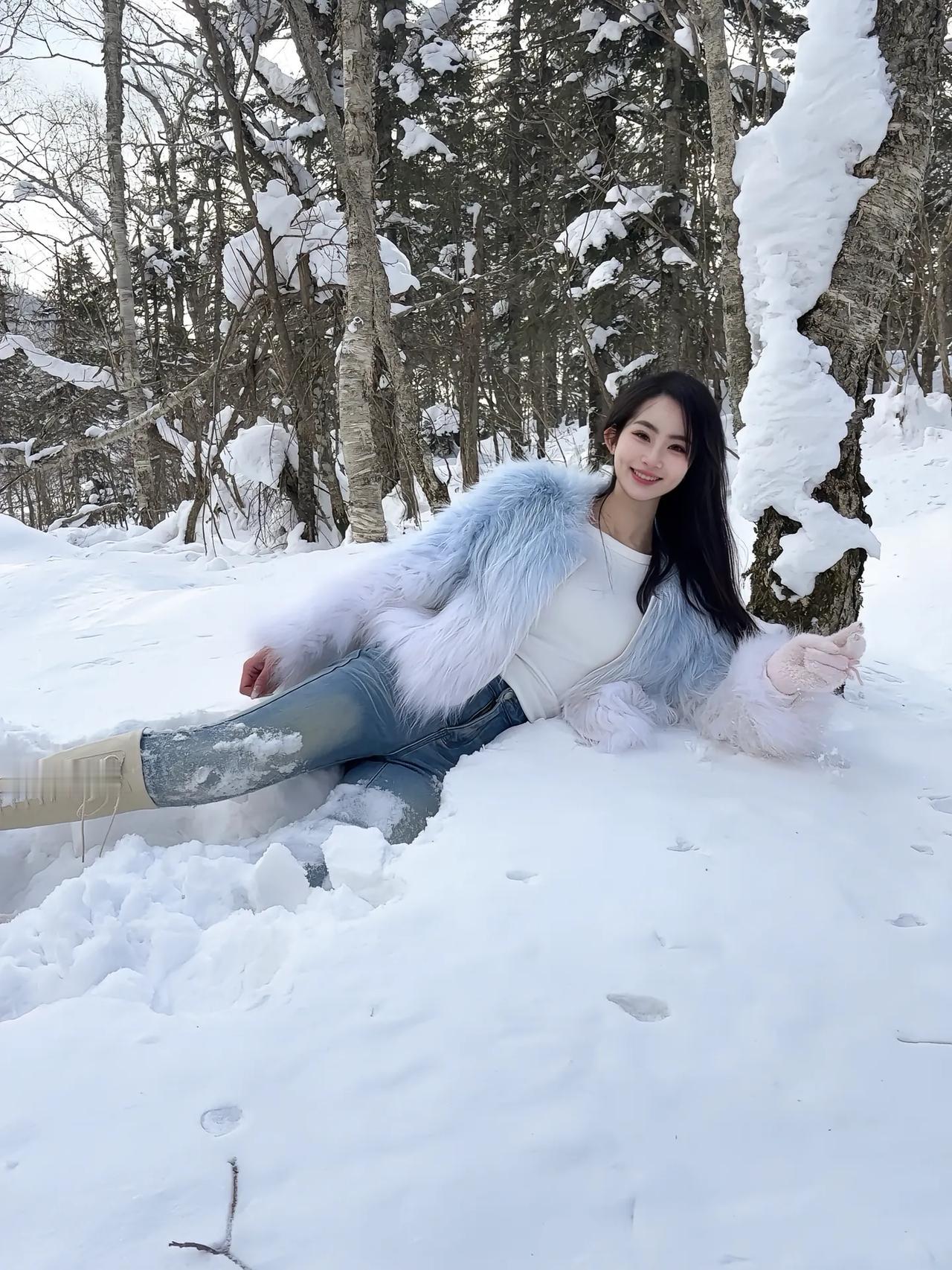 雪中美人笑，寒意入诗行。