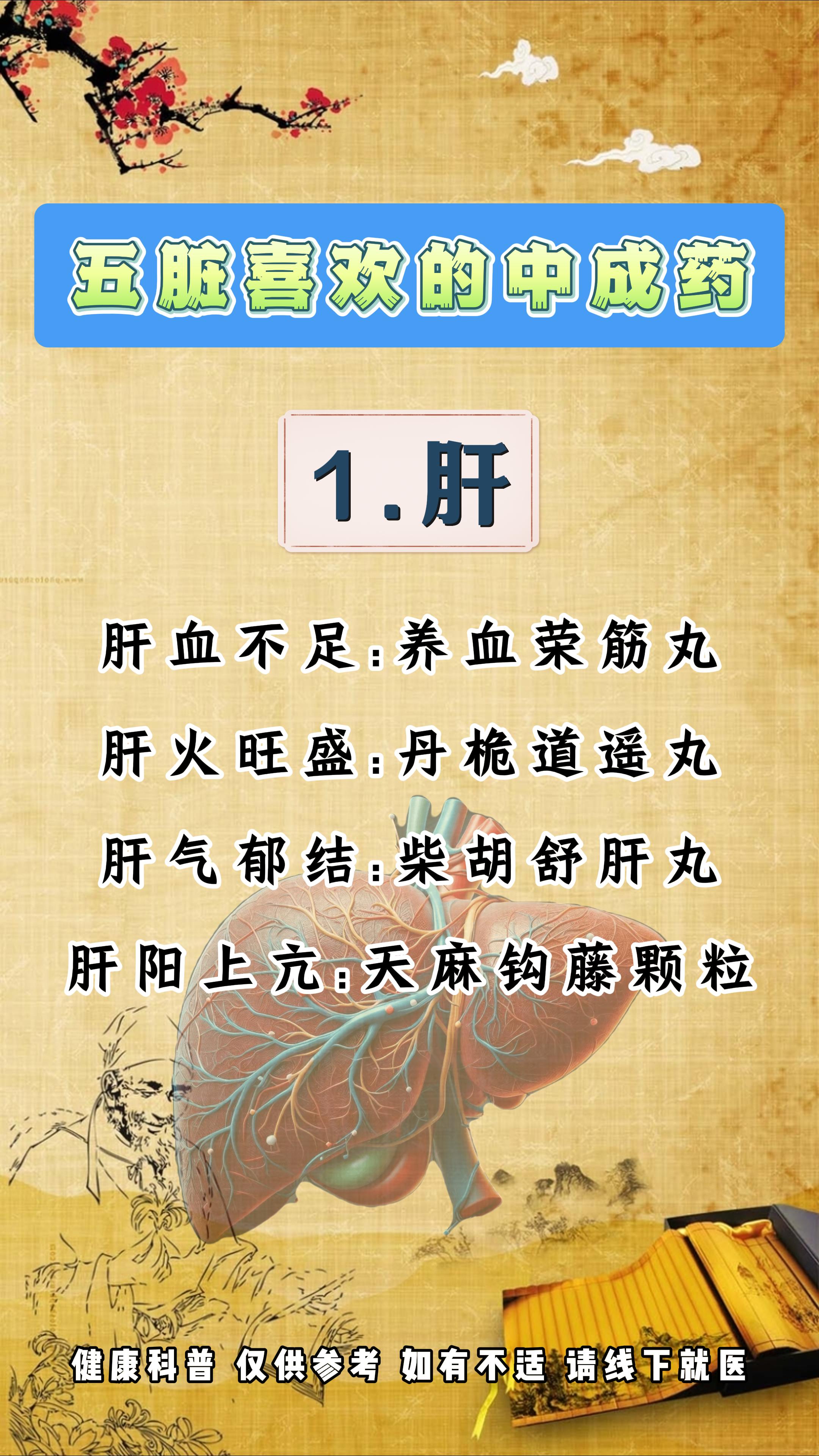 五脏喜欢的中成药。