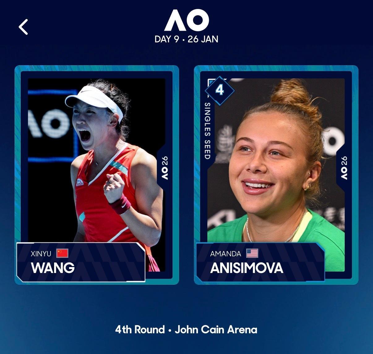澳网官方列出王欣瑜vs阿尼西莫娃的赢球要点比赛即将开始~🇨🇳王欣瑜1、使用
