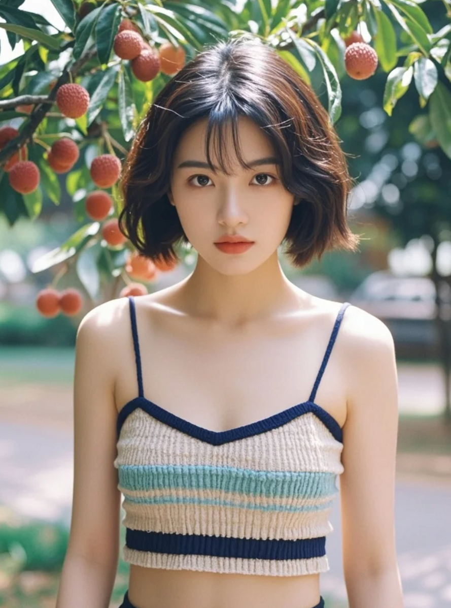 果香弥漫，佳人如梦：荔枝园里的唯美写真