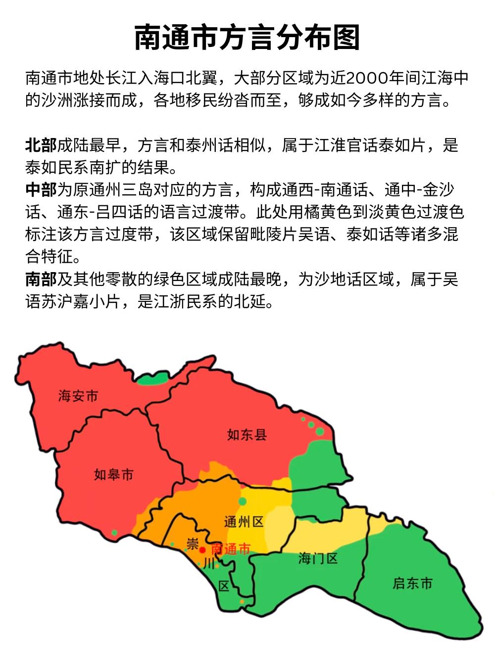 同样是市里口音杂，扬州下面各县基本能互通，南通却割裂得厉害。根子不在口音本身而在