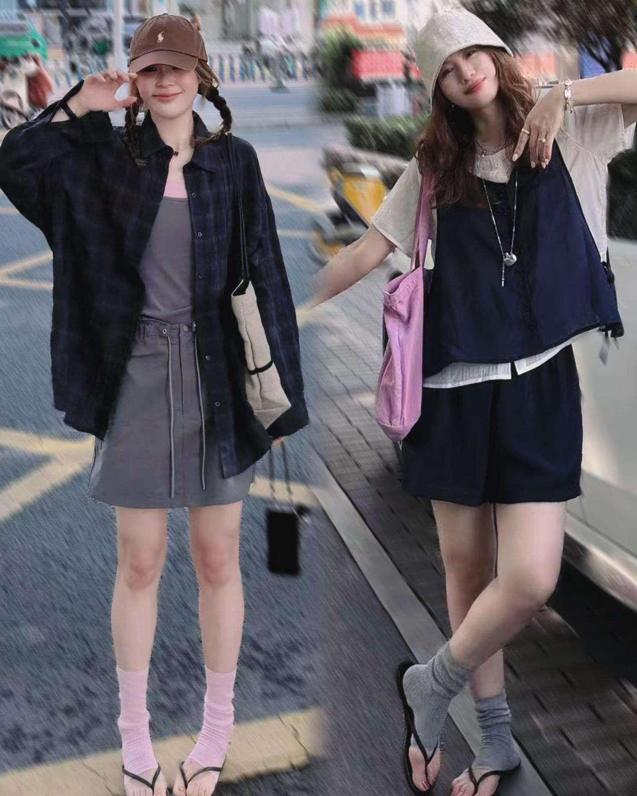 整理多组松弛感夏日搭配，温柔休闲风格全覆盖。格纹衬衫配短裙随性慵懒，碎花小衫搭阔