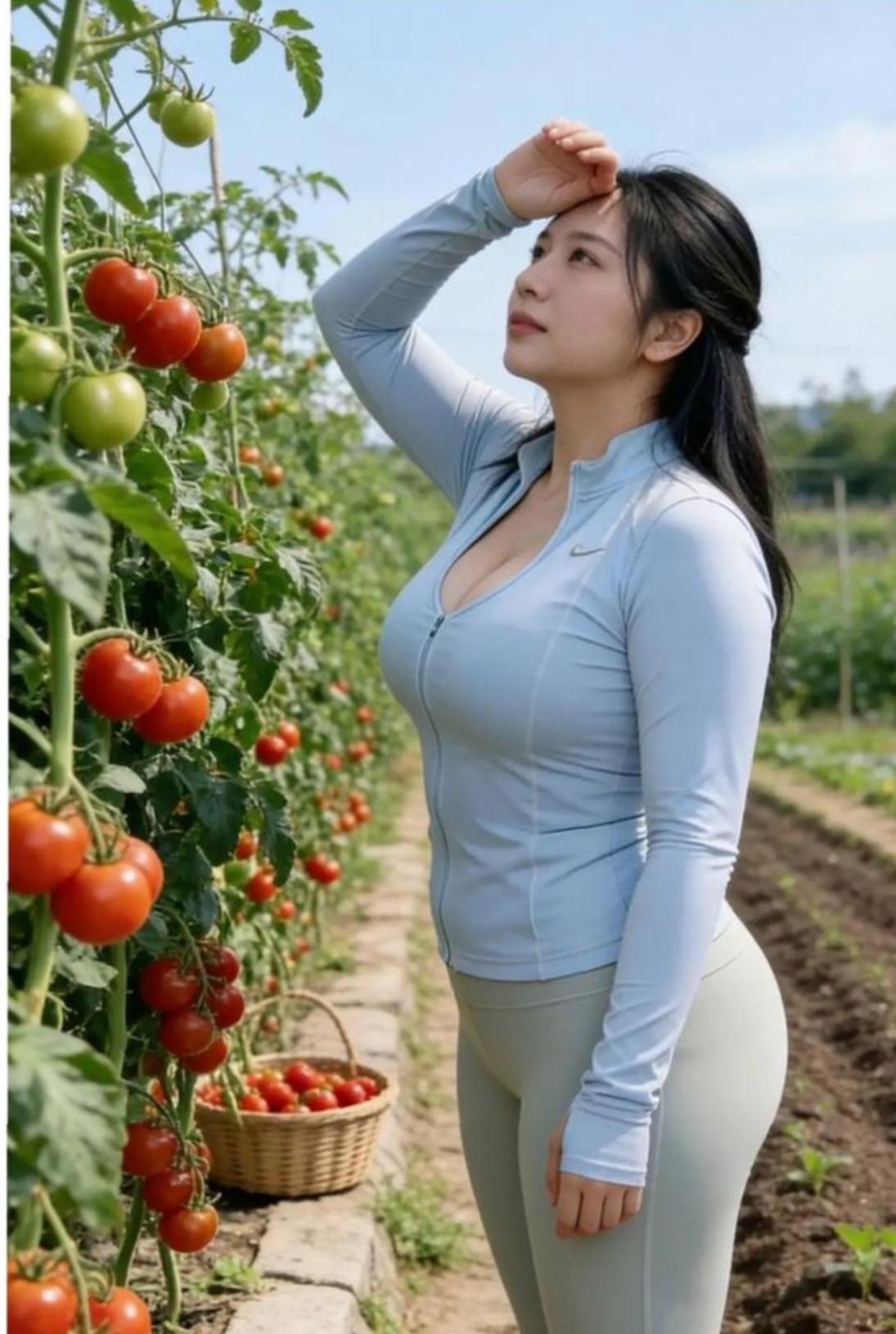 心灵短笛西红柿架下真给力，远看红绿最分明。近看西红柿结满架。当你健康的时候。