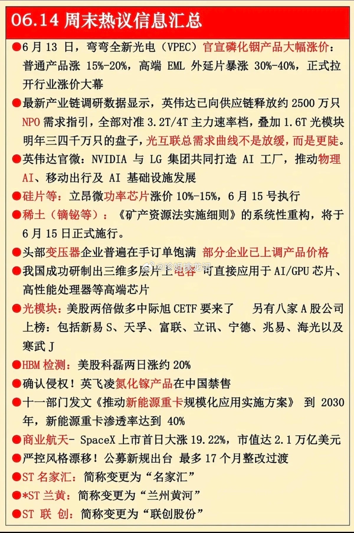 6.15周一财经热点信息汇总！1.磷化铟产品涨价2.光互联3.物理AI4.变压