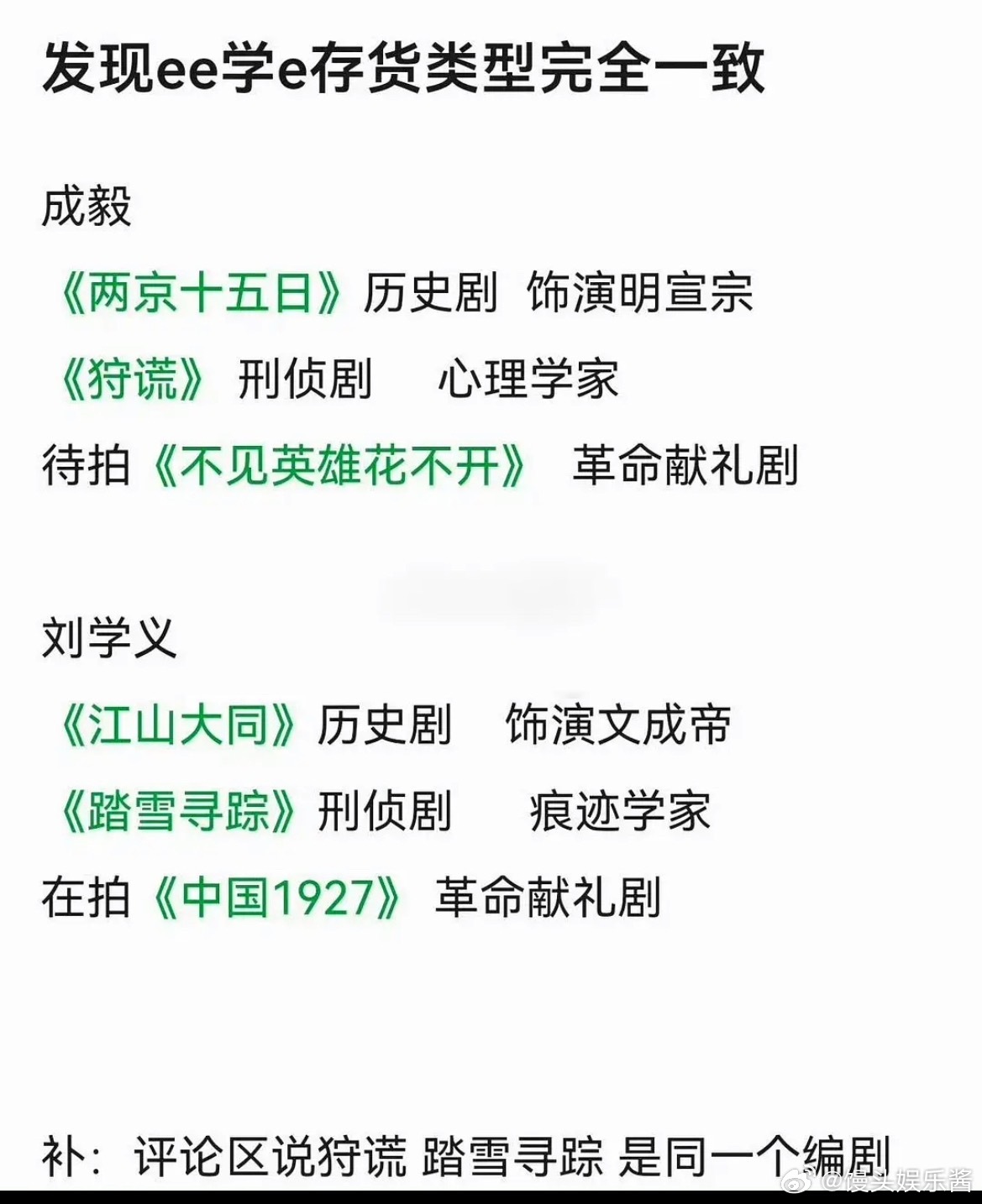 成毅和刘学义待播剧撞了，你想看谁的​​​