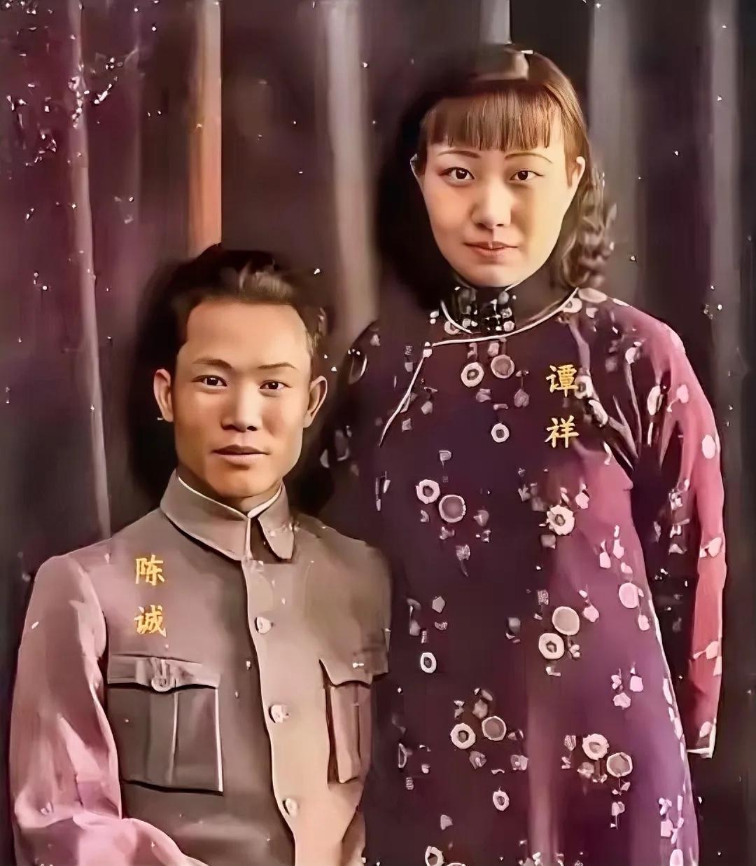 1932年，陈诚与第二任夫人谭祥新婚不久的一张留影，谭祥是国民党元老谭延闿之女，
