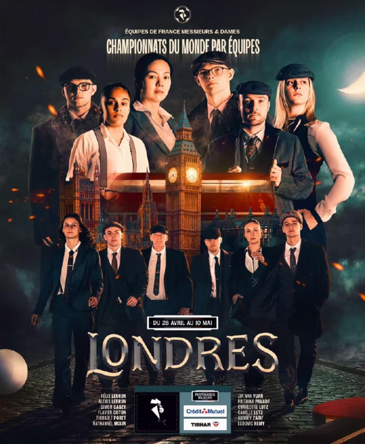 法国乒协制作的伦敦世乒赛海报太酷，非常契合主题！法乒协制作的伦敦世乒赛宣传海报