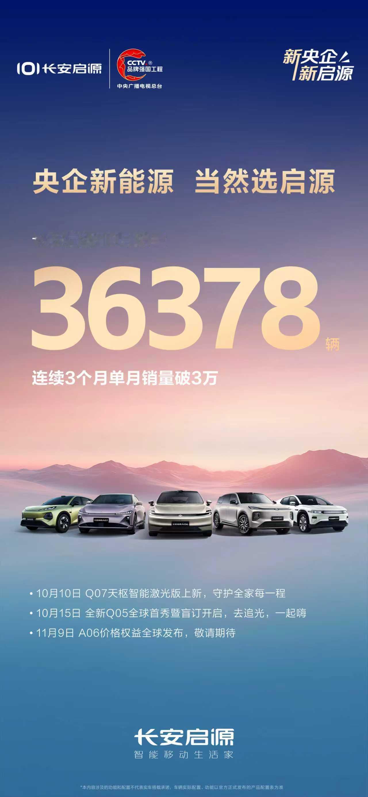 央企品质匠心启源行稳致远共赴美好长安启源10月销量36378辆连续3个月单月