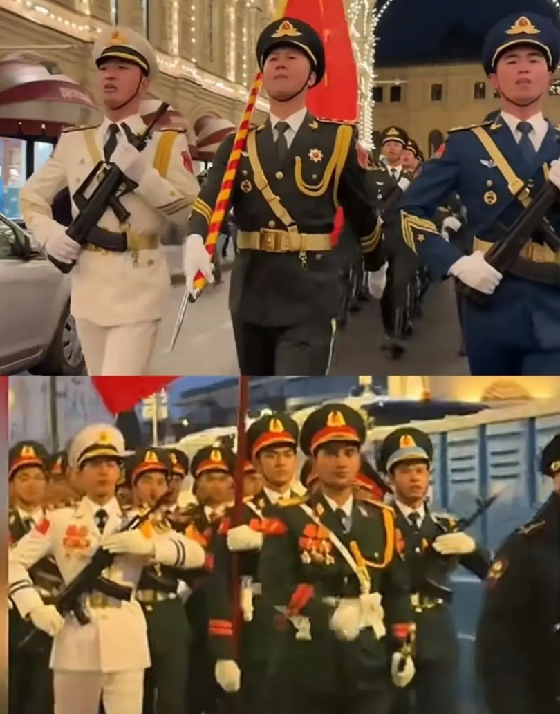 好家伙，这是淘宝买家秀吧！画虎不成反类犬，同在莫斯科的，中越三军仪仗队，不得不