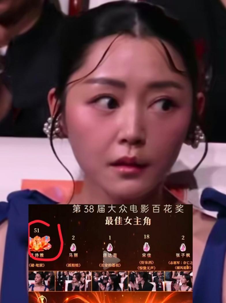 严重怀疑卫诗雅的看到了吧这奖不是内定的当她得知自己是最佳女主角，她环顾了四周