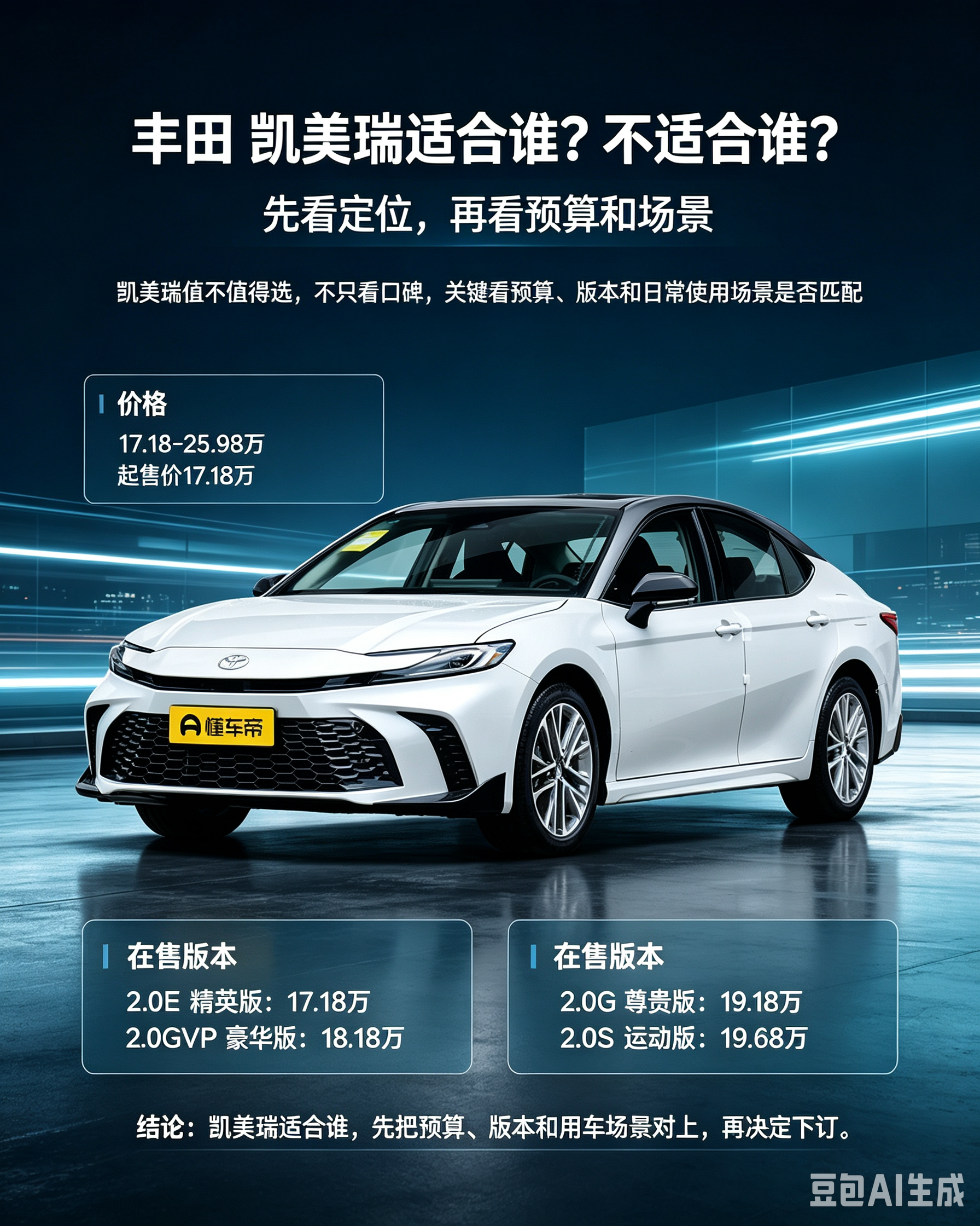 凯美瑞选前先看：适合谁不适合谁