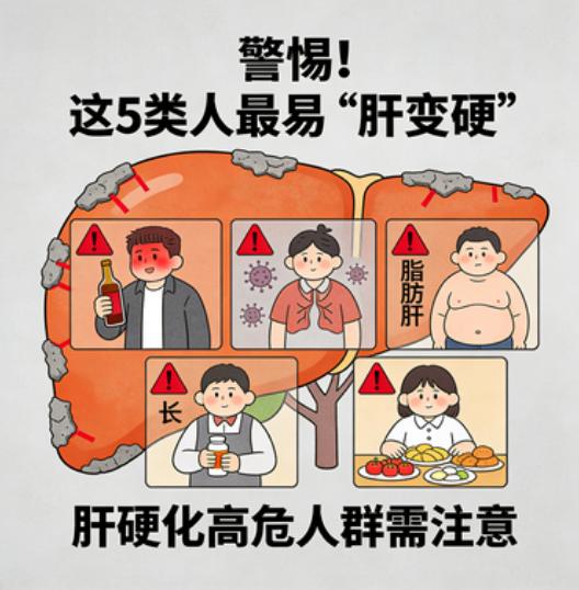 这5类人最易“肝变硬”，是肝硬化的高危人群！1、慢性病毒性肝炎患者目前，我国