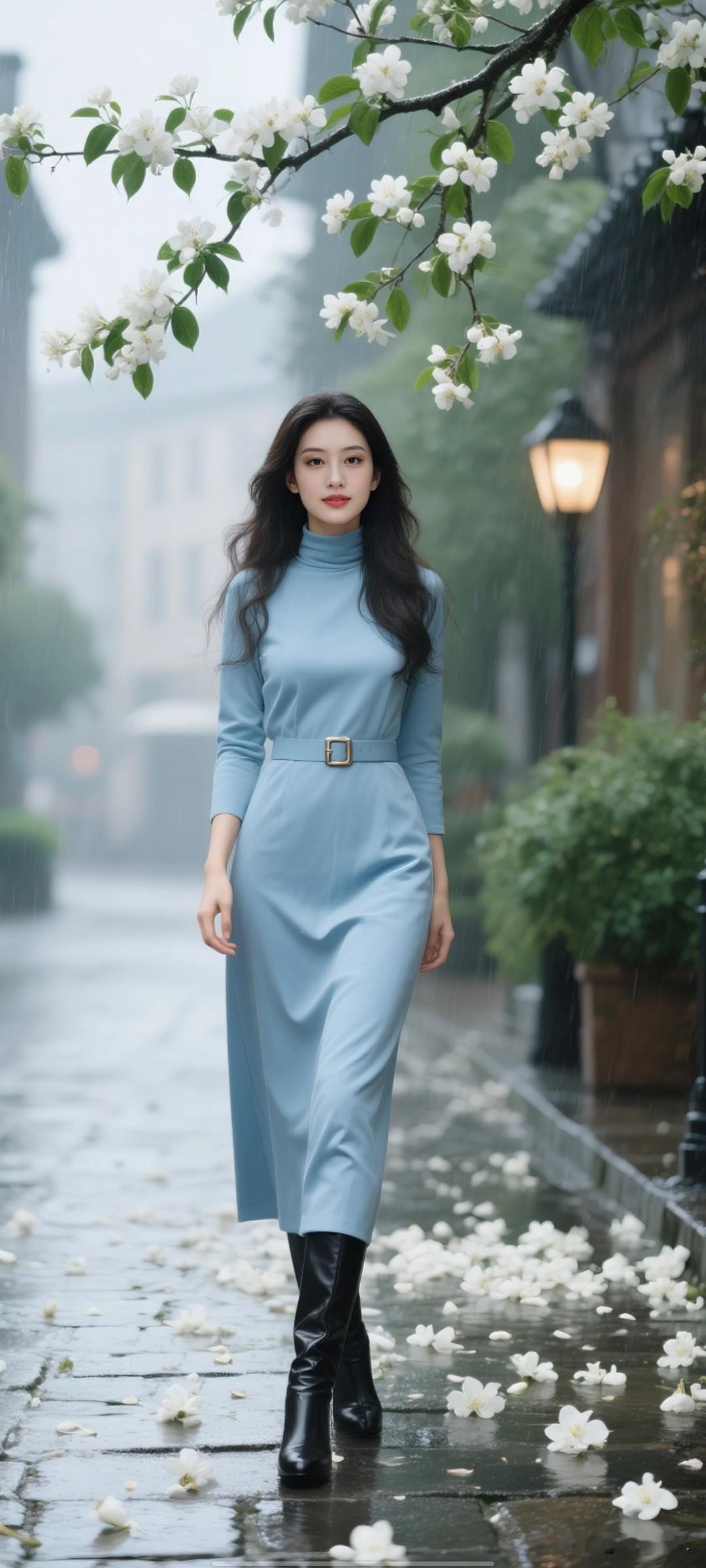 小雨沙沙，小雨沙沙，像段了条的丝线飘飘洒洒。