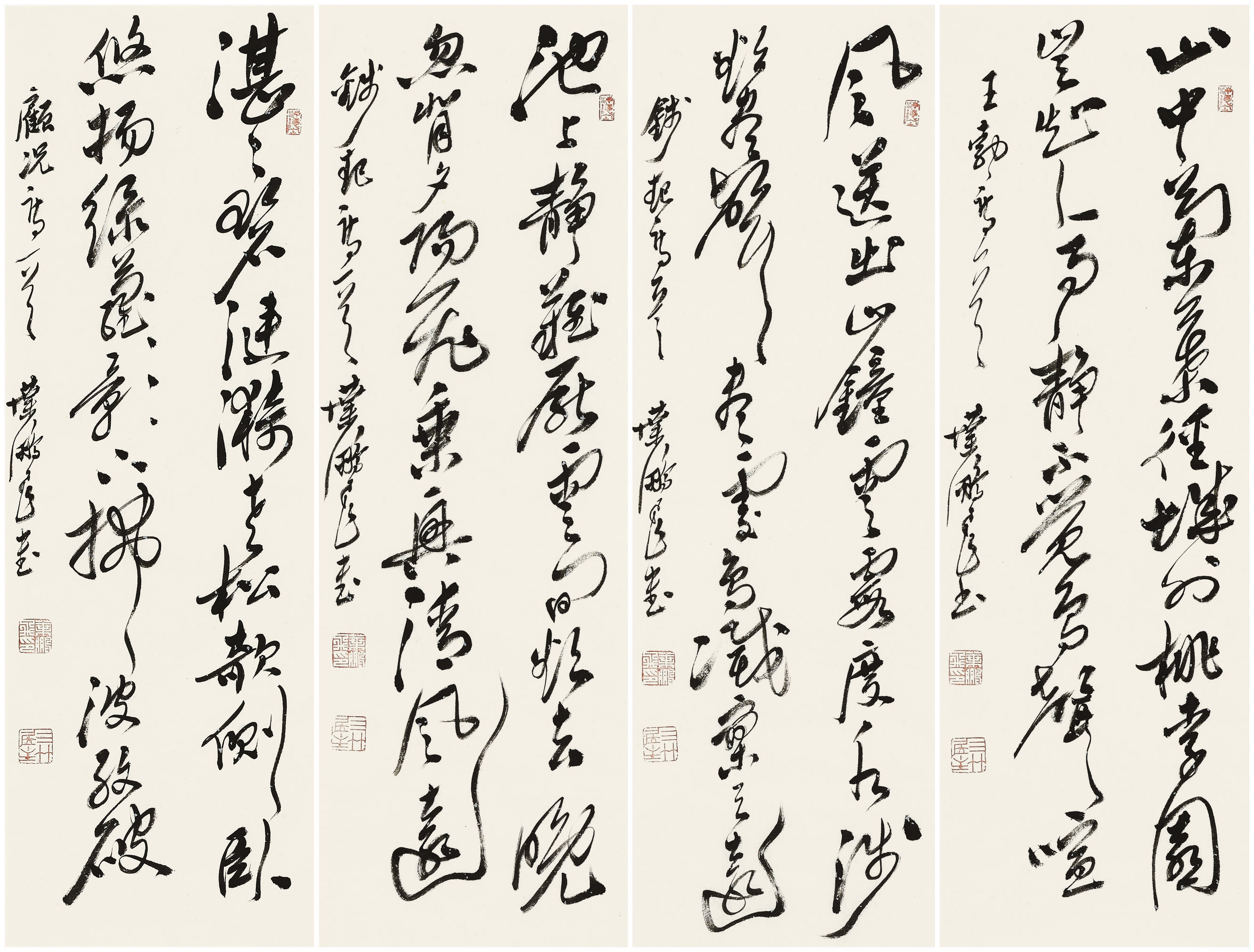 《黑白之间，诗意栖心》这组书法以黑白为笺，书诗意栖居。线条如藤蔓攀援，又似溪涧奔