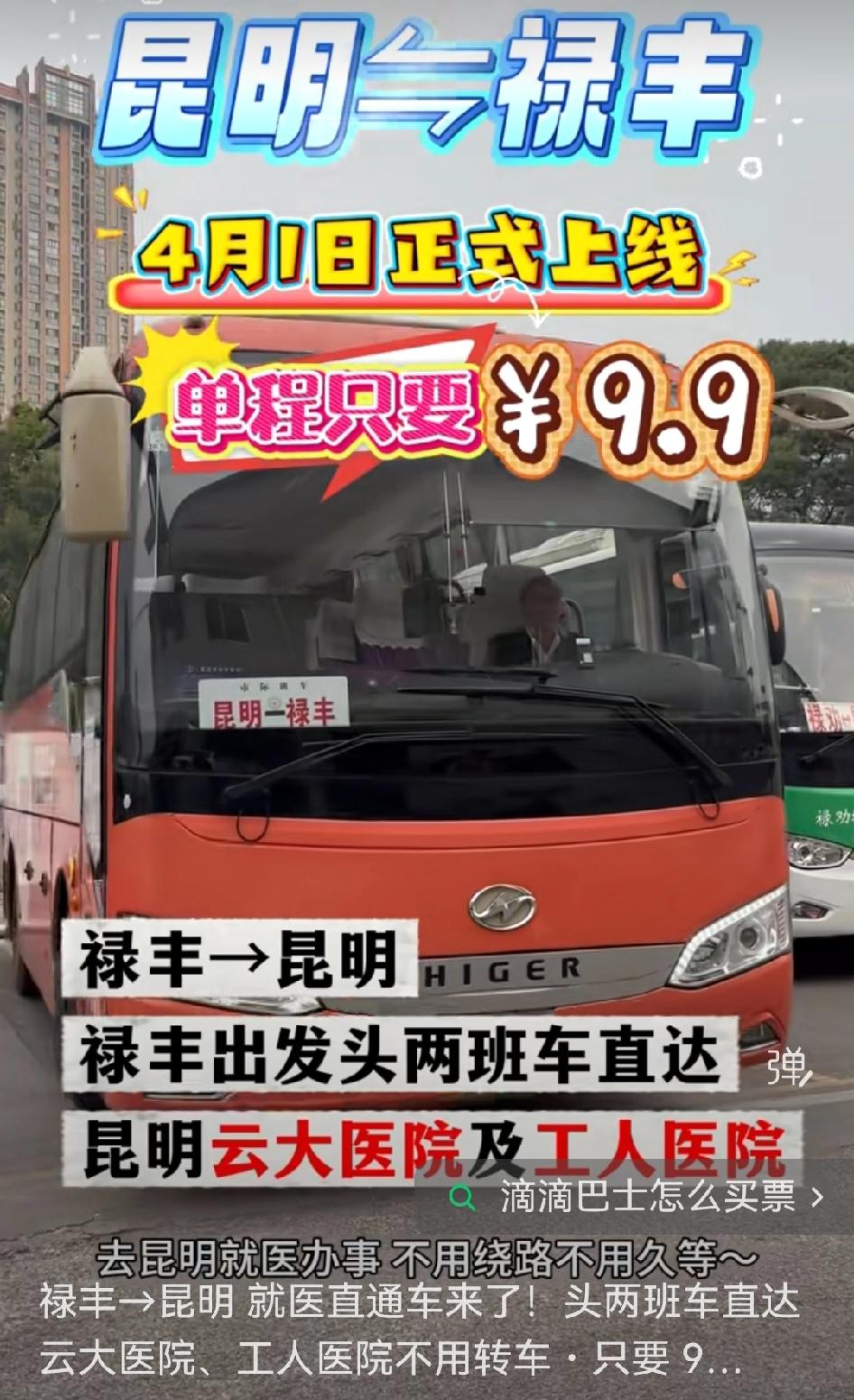 📍禄丰至昆明的就医直通车简直是神来之笔！4月1日一开通就成了香饽饽。这