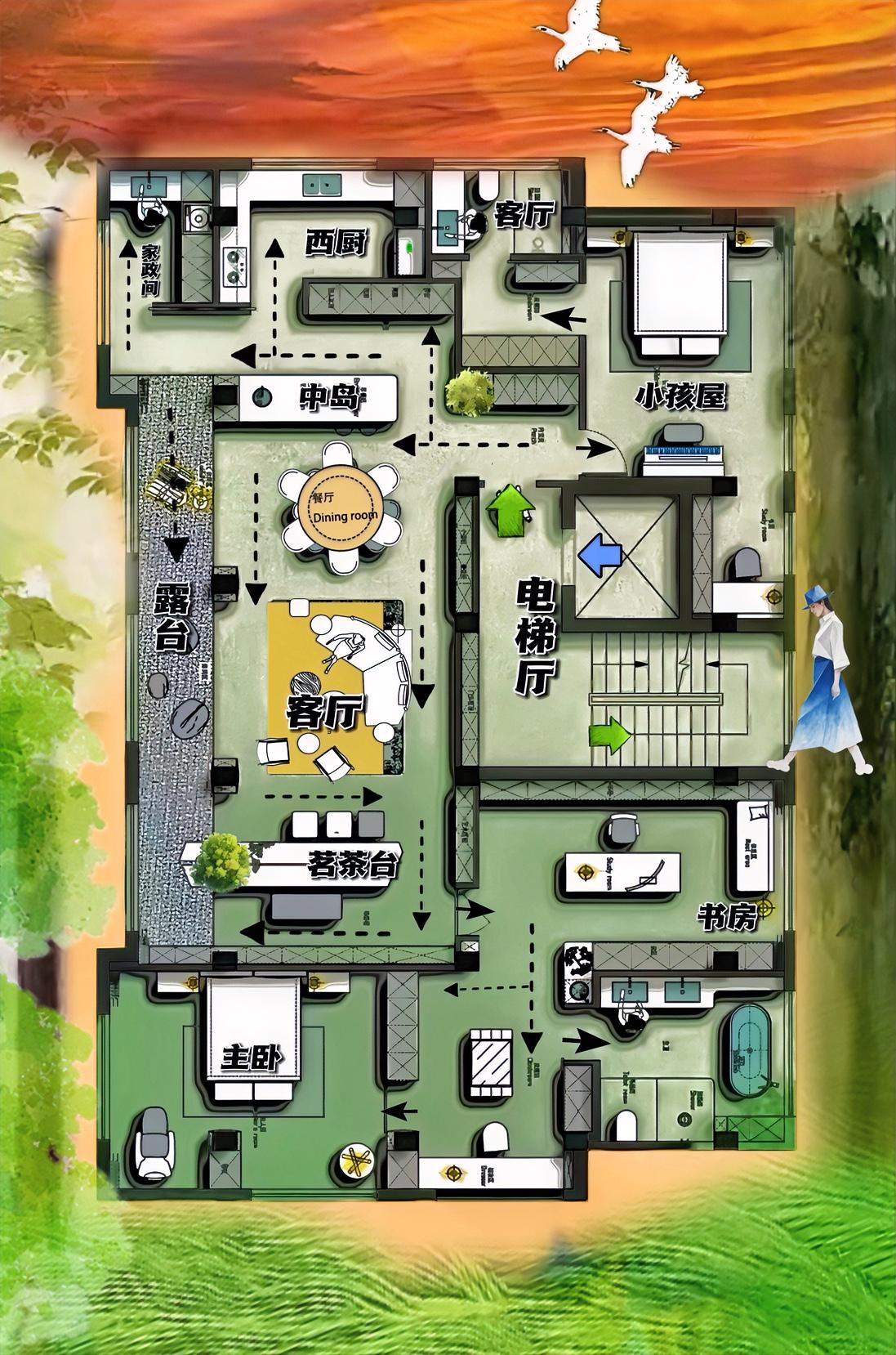 260㎡出道就巅𡶶，打破大平层的极限，二居室可有戏了，相当于两个100㎡套一，