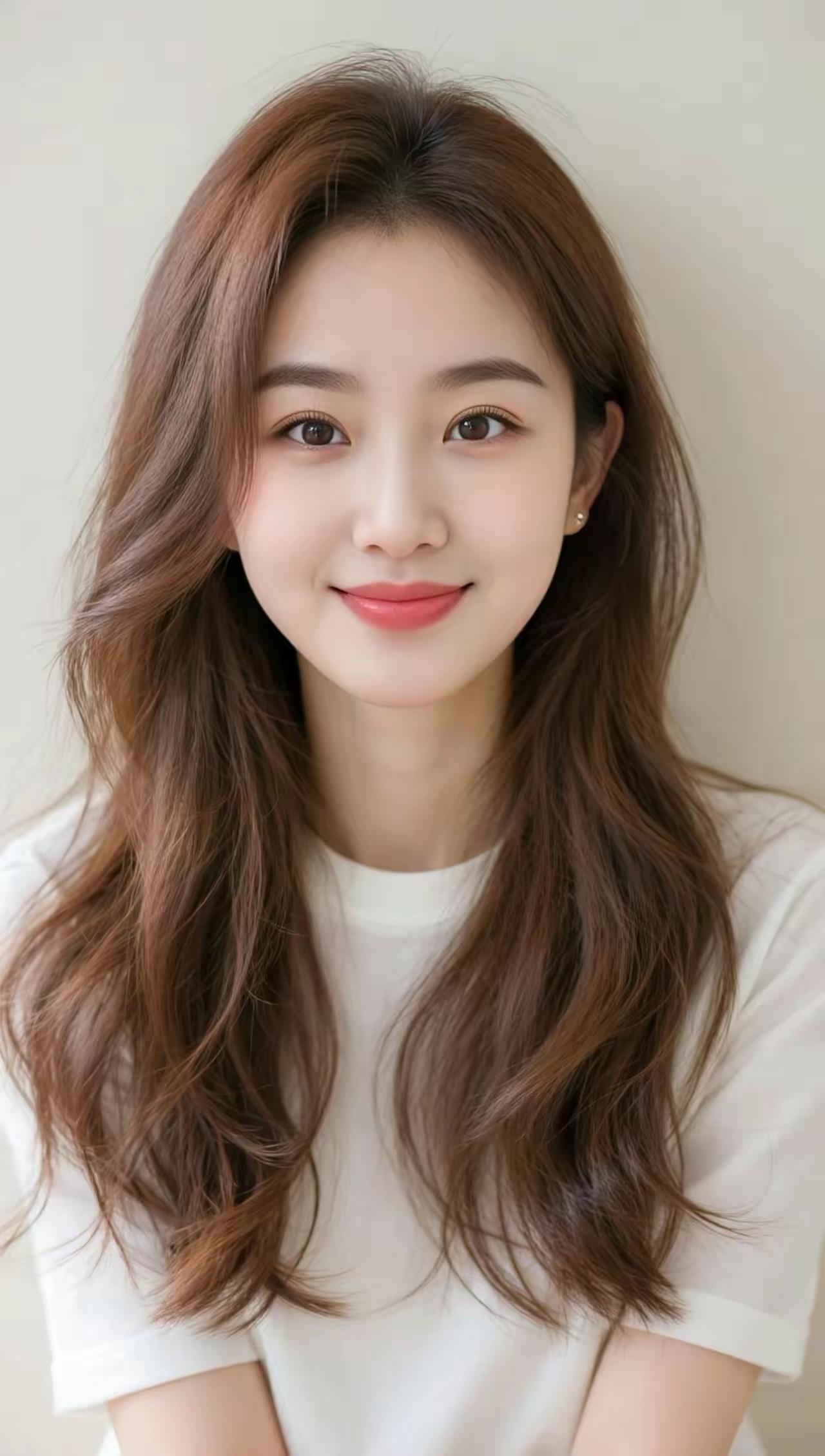 温柔甜美的微笑，长发飘飘，元气满满的一天