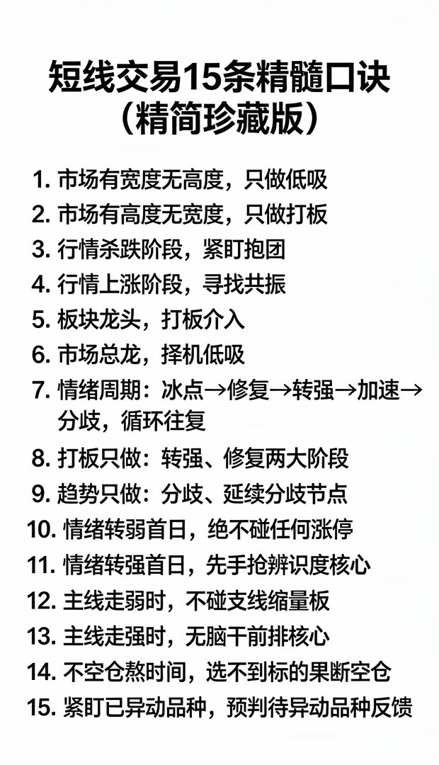 短线交易15条精髓口诀