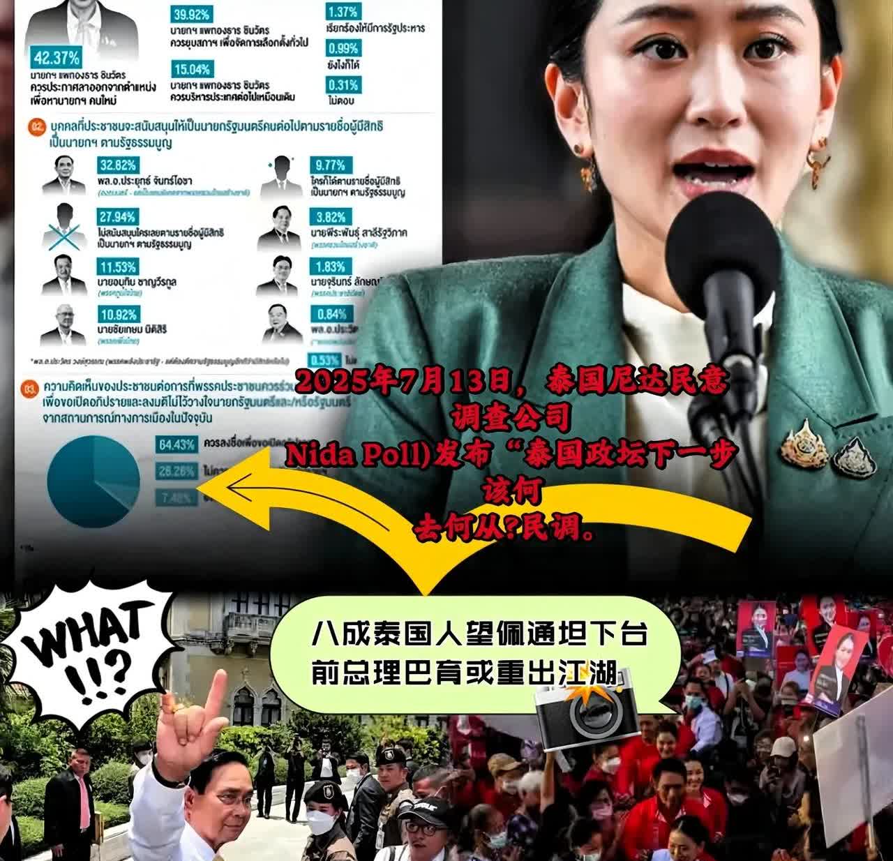 泰国最新民调出炉民众不想要佩通坦当首相了！听说了吗？泰国这下可真是自作自