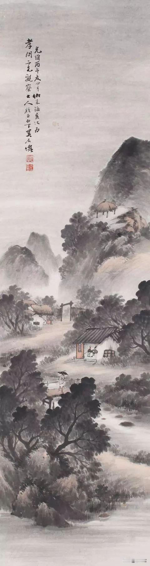 吴石仙是晚清民国时期的著名画家，以山水画闻名。他的山水画有独特的艺术风格，善画烟