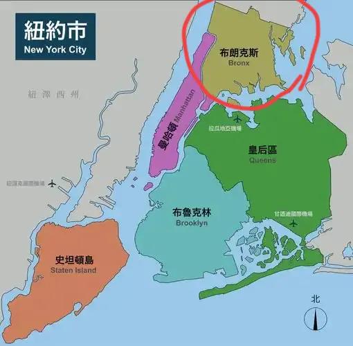 真没想到，纽约几乎就是一个岛屿城市！！唯一跟美国本土连接的地方，只有布朗克斯区。