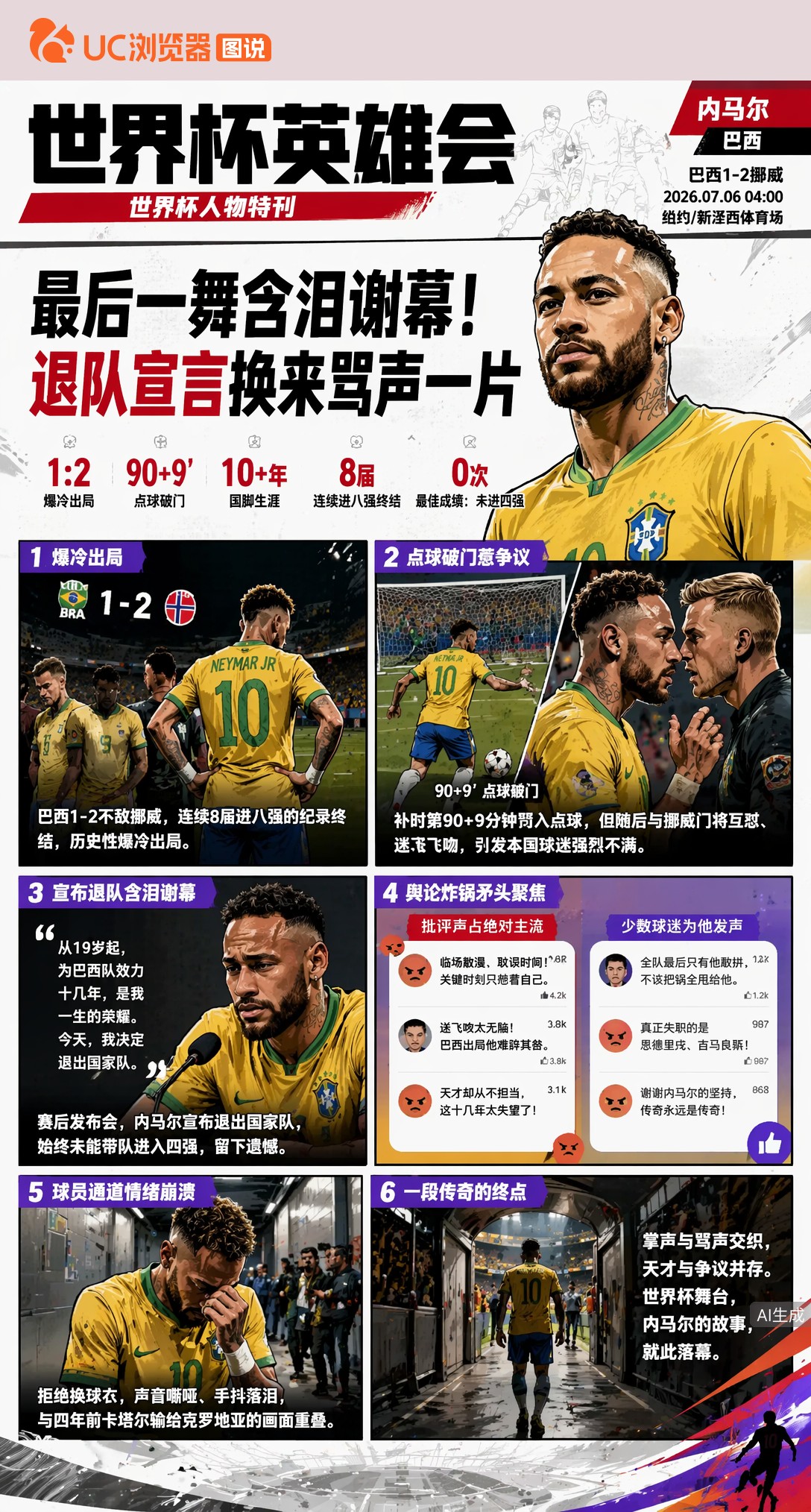最后一舞含泪谢幕！内马尔退出国家队，巴西球迷却骂声一片