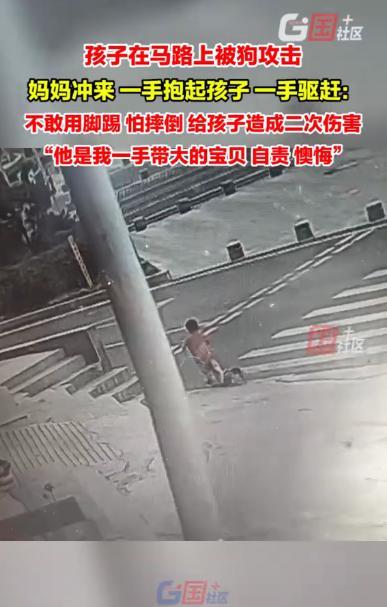 “母爱的力量！”山东菏泽，一条狗突然发疯般冲向路边一孩子，龇牙咧嘴对着孩子撕咬，