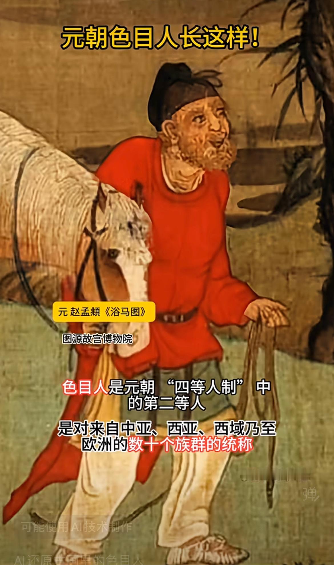 AI还原元朝古画里的色目人。AI古画