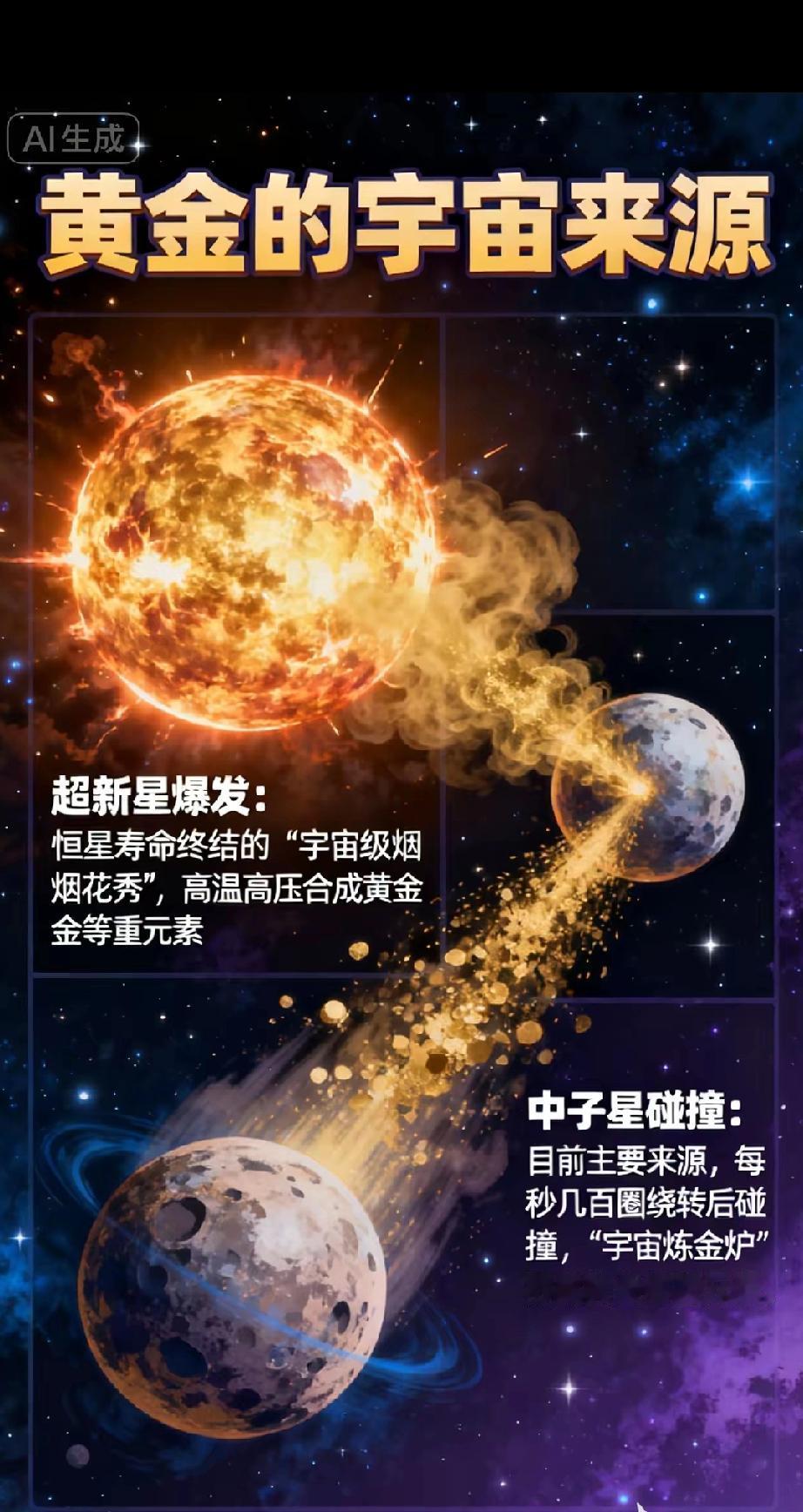 你手上的黄金，根本不是地球“土特产”！它的老家在遥远太空，是宇宙级“大事件”的产
