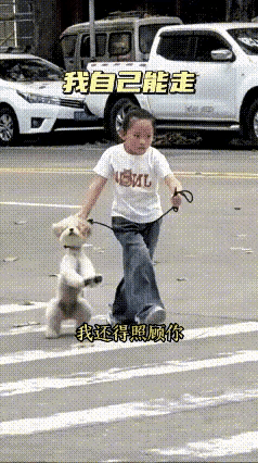 反复回看暖到心坎！小姑娘硬核遛狗走红，可怜小狗被拽得双脚离地最近一段日常