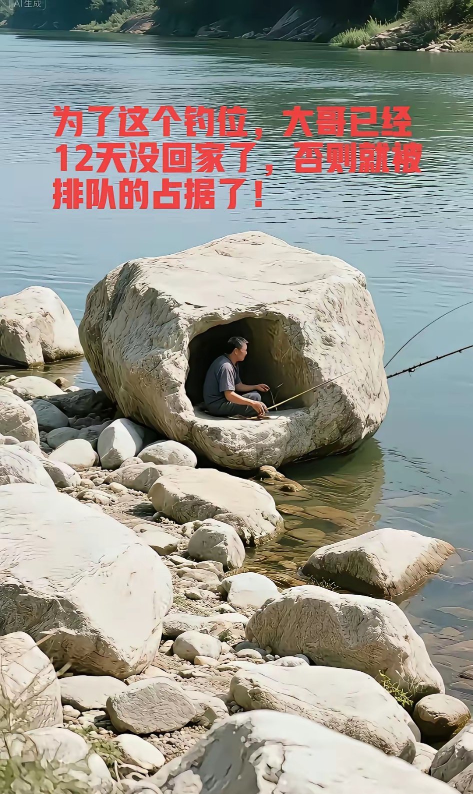 为了这个钓位，大哥已经12天没回家了，否则就被排队的占据了！