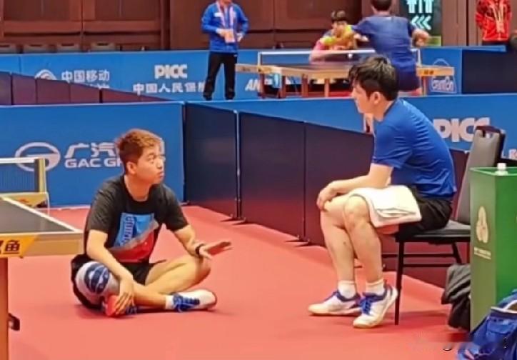 高杨爆冷晋级后，又是找樊振东取经了！但东哥这次肯定不帮他了。高杨4:1爆冷赢