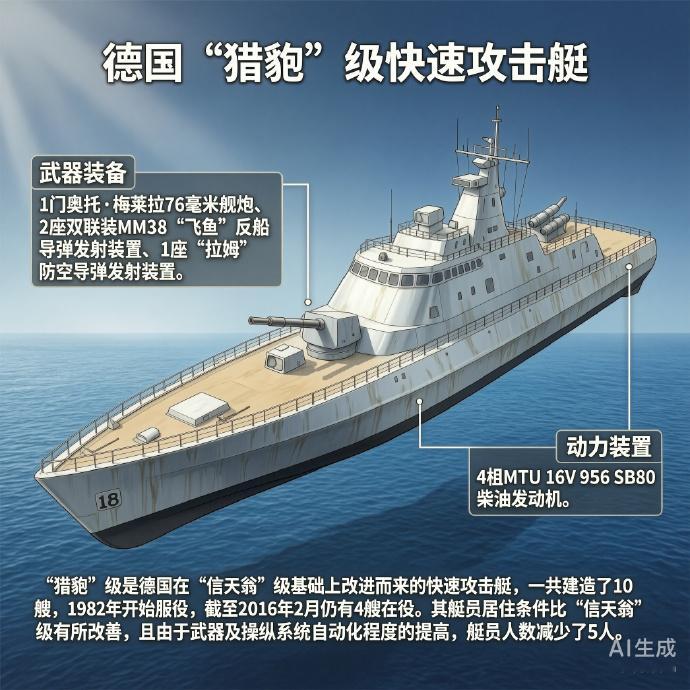 军事ai新视野德国“猎豹”级快速攻击艇“猎豹”级是德国在“信天翁”级基础上改进