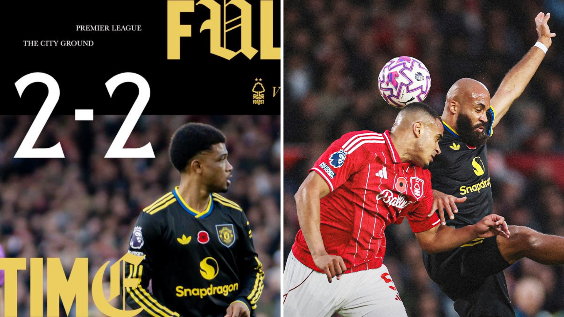 英超：曼联客场2-2战平诺丁汉森林，三连胜被终结。卡塞米罗破门，吉布斯-怀特与