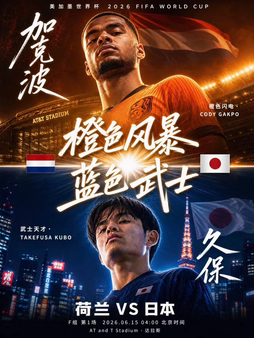 周日：世界杯010荷兰VS日本2026.06.1504：00足